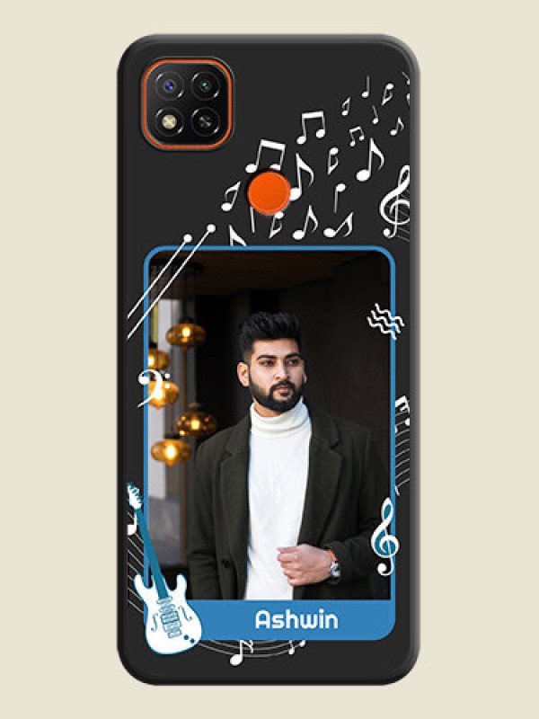 Custom Musical Theme Design with Text on Photo on Space Black Soft Matte Mobile Case - Poco C31
