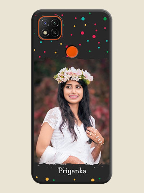 Custom Multicolor Dotted Pattern with Text on Space Black Custom Soft Matte Phone Back Cover - Poco C31