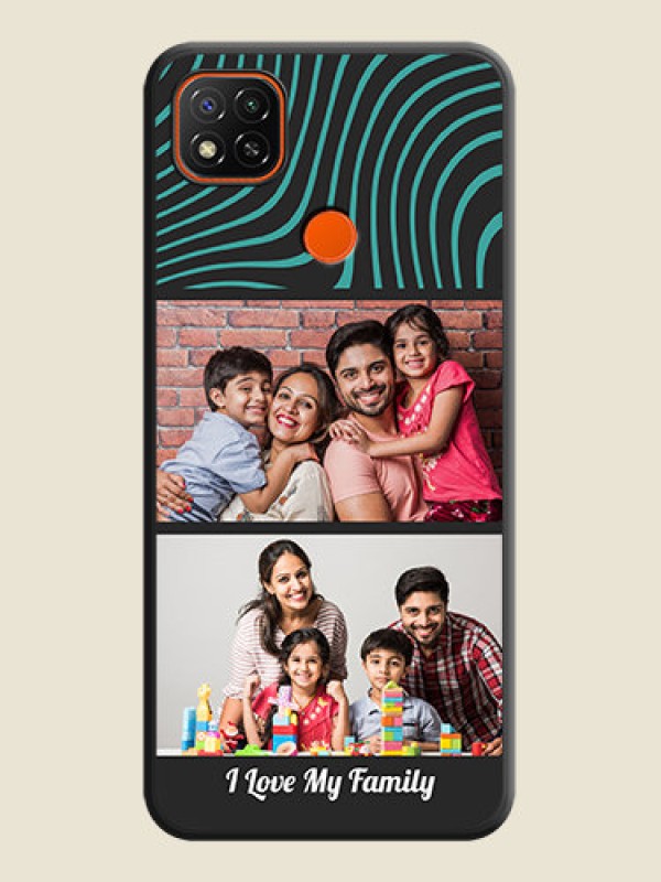 Custom Wave Pattern with 2 Image Holder on Space Black Personalized Soft Matte Phone Covers - Poco C31