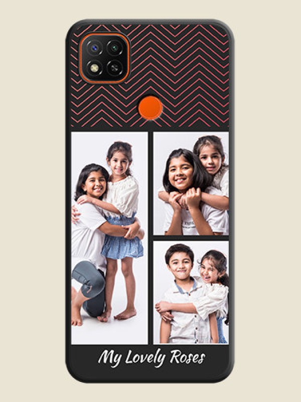 Custom Wave Pattern with 3 Image Holder on Space Black Custom Soft Matte Back Cover - Poco C31