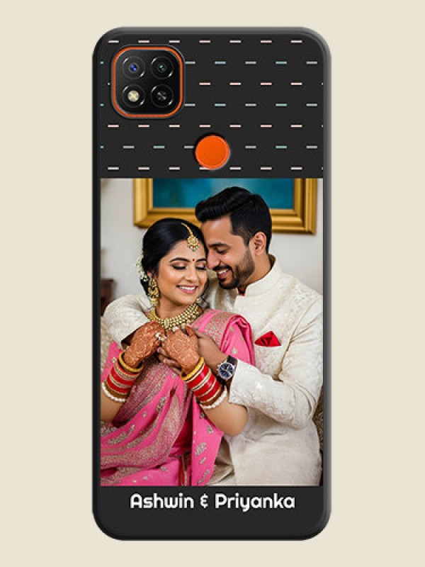 Custom Line Pattern Design with Text on Space Black Custom Soft Matte Phone Back Cover - Poco C31