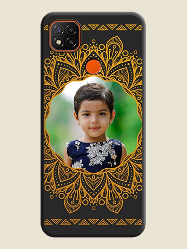 Custom Round Image with Floral Design on Photo on Space Black Soft Matte Mobile Cover - Poco C31