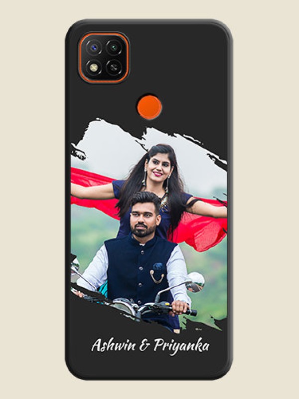 Custom Grunge Brush Strokes on Photo on Space Black Soft Matte Back Cover - Poco C31