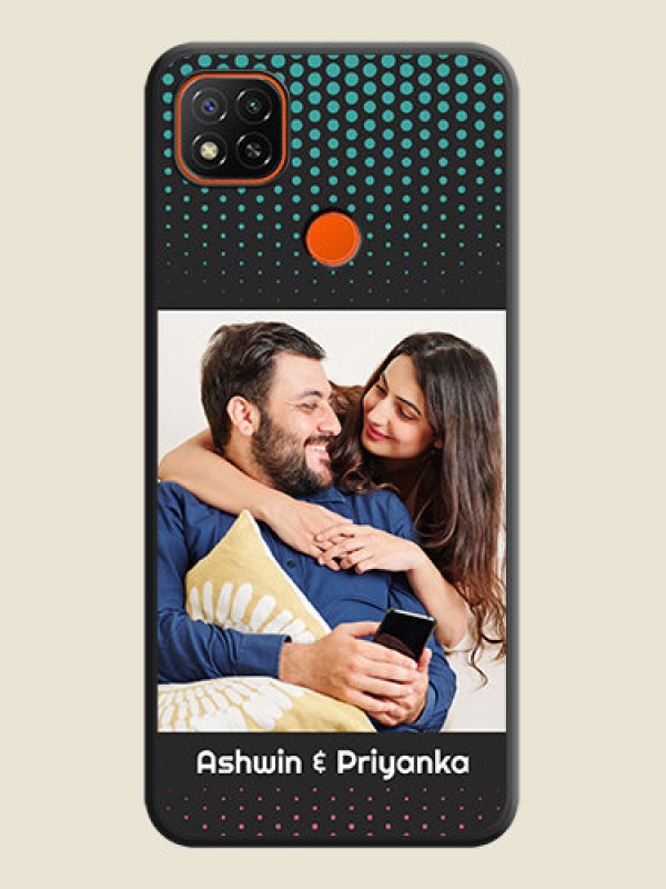 Custom Faded Dots with Grunge Photo Frame and Text on Space Black Custom Soft Matte Phone Cases - Poco C31