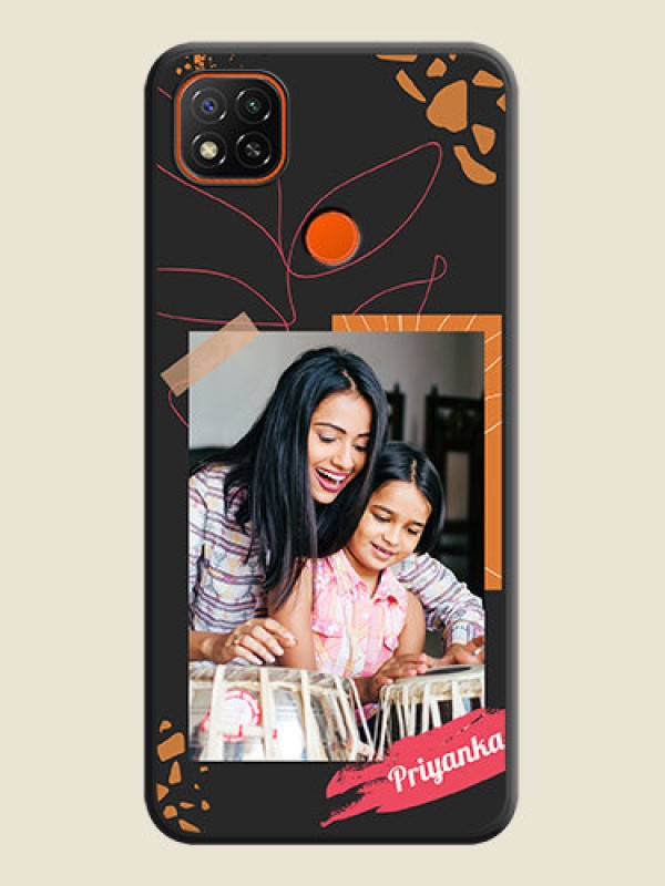 Custom Orange Photo Frame on Space Black Custom Soft Matte Phone Back Cover - Poco C31
