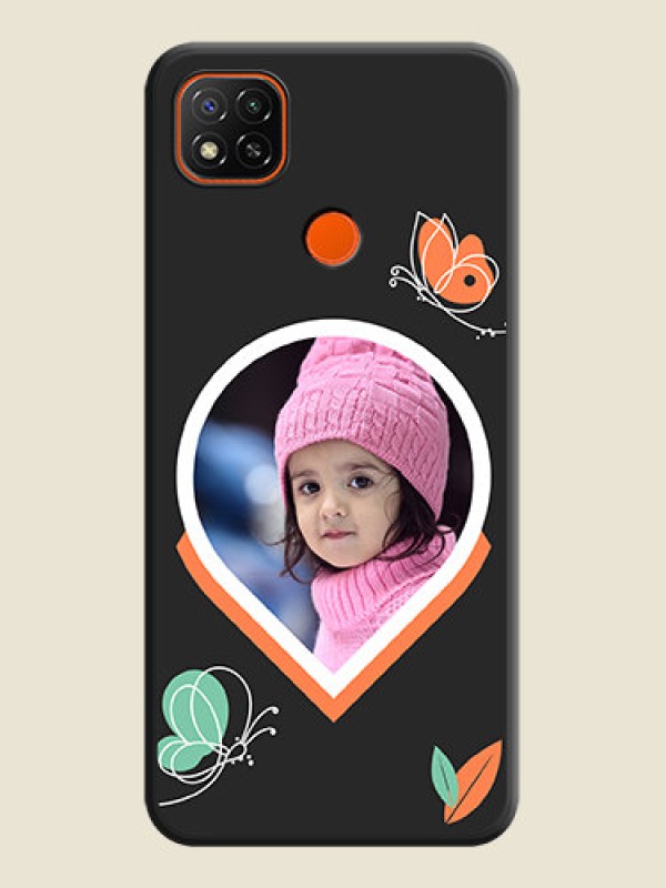 Custom Upload Pic With Simple Butterly Design On Space Black Personalized Soft Matte Phone Covers -Poco C31
