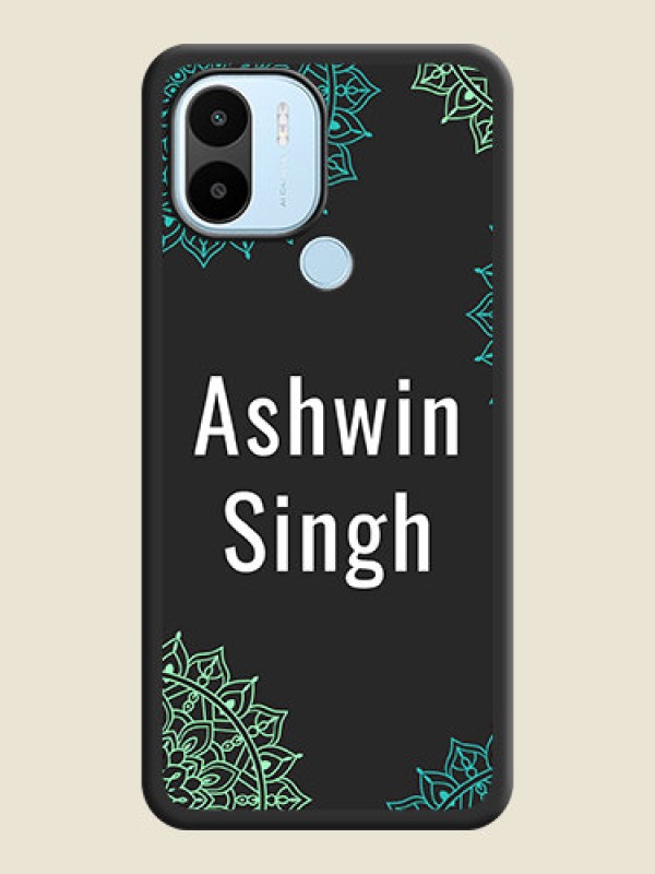 Custom Your Name with Floral Design on Space Black Custom Soft Matte Back Cover - Poco C51