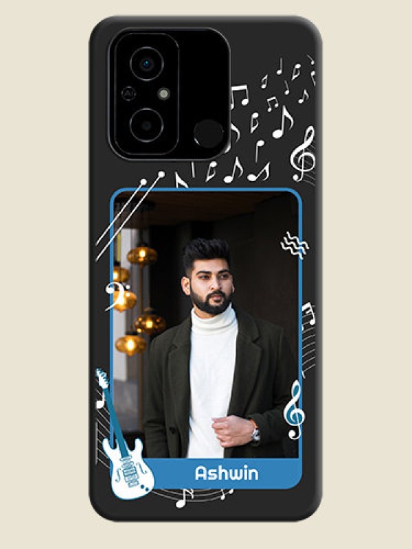 Custom Musical Theme Design with Text on Photo on Space Black Soft Matte Mobile Case - Poco C55