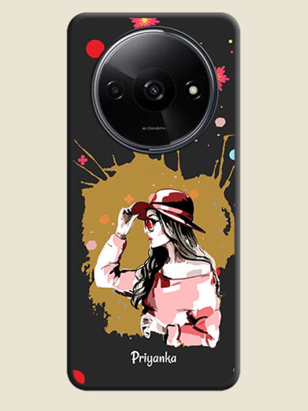 Custom Mordern Lady With Color Splash Background With Custom Text On Space Black Personalized Soft Matte Phone Covers - Poco C61