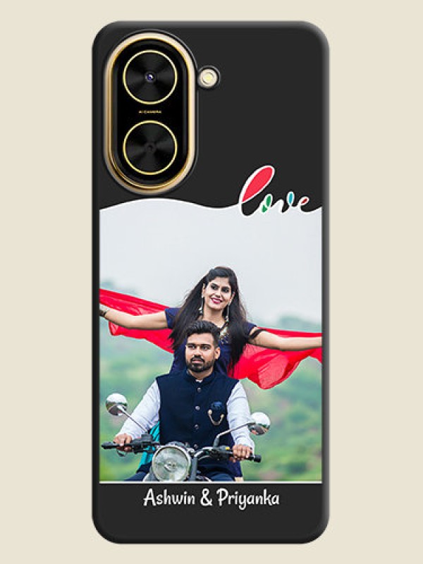 Custom Fall in Love Pattern with Picture on Photo On Space Black Custom Soft Matte Mobile Back Cover - Poco C71