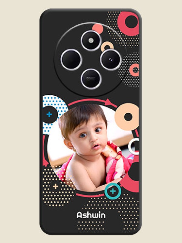 Custom Multicoloured Round Image On Space Black Custom Soft Matte Mobile Back Cover - Poco C75 5G