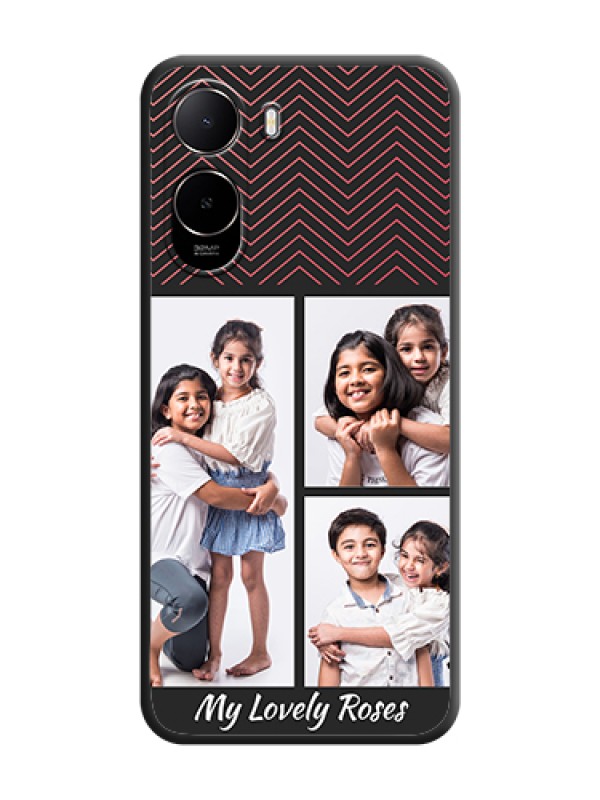 Custom Wave Pattern with 3 Image Holder On Space Black Custom Soft Matte Mobile Back Cover - Poco C81