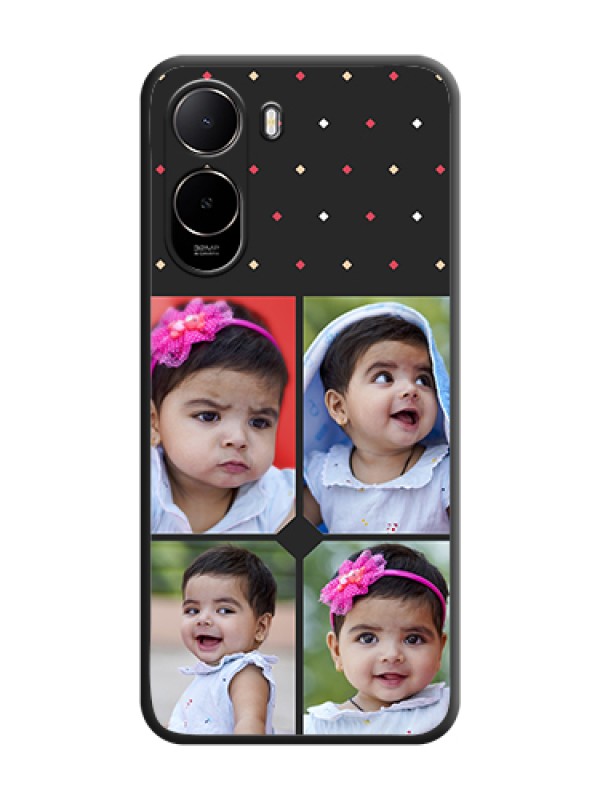 Custom Multicolor Dotted Pattern with 4 Image Holder On Space Black Custom Soft Matte Mobile Back Cover - Poco C81