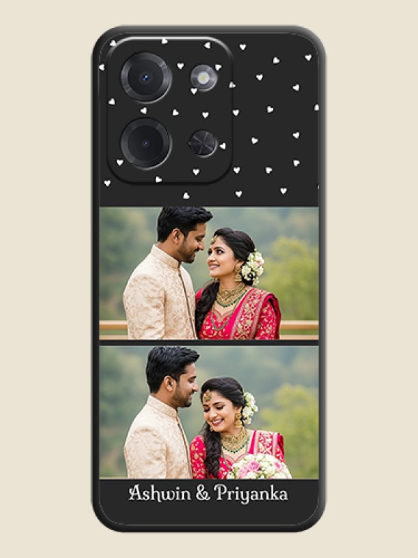 Custom Miniature Love Symbols with Name On Space Black Custom Soft Matte Mobile Back Cover - Poco C85 5G