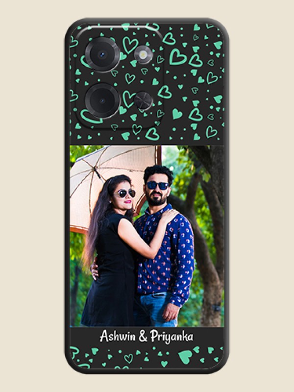Custom Sea Green Indefinite Love Pattern on Photo On Space Black Custom Soft Matte Mobile Back Cover - Poco C85 5G