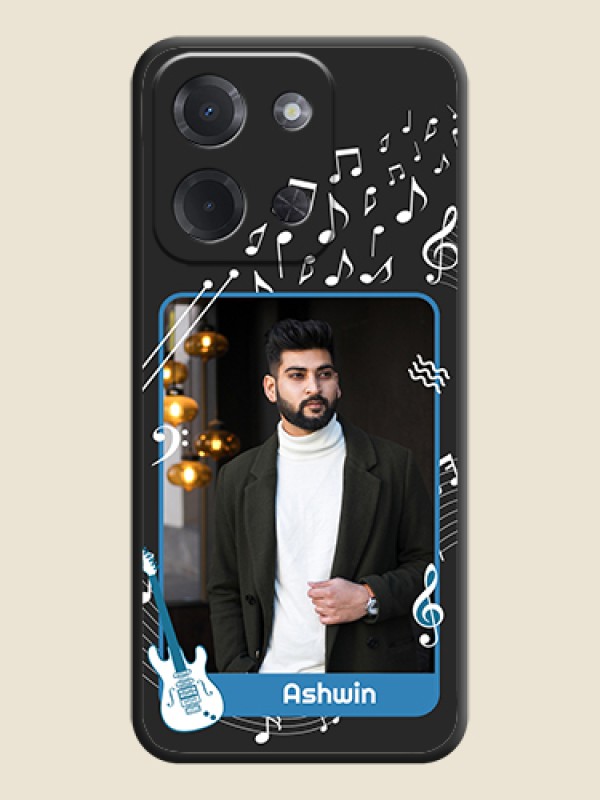 Custom Musical Theme Design with Text on Photo On Space Black Custom Soft Matte Mobile Back Cover - Poco C85 5G