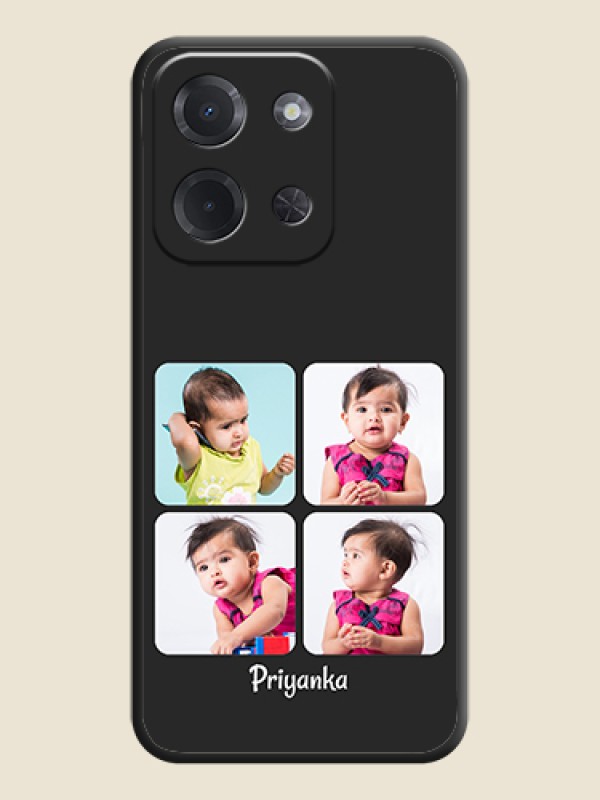 Custom Floral Art with 6 Image Holder on Photo On Space Black Custom Soft Matte Mobile Back Cover - Poco C85 5G