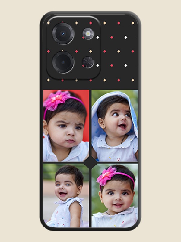 Custom Multicolor Dotted Pattern with 4 Image Holder On Space Black Custom Soft Matte Mobile Back Cover - Poco C85 5G