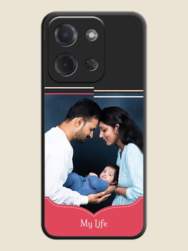 Custom Classic Plain Design with Name On Space Black Custom Soft Matte Mobile Back Cover - Poco C85 5G