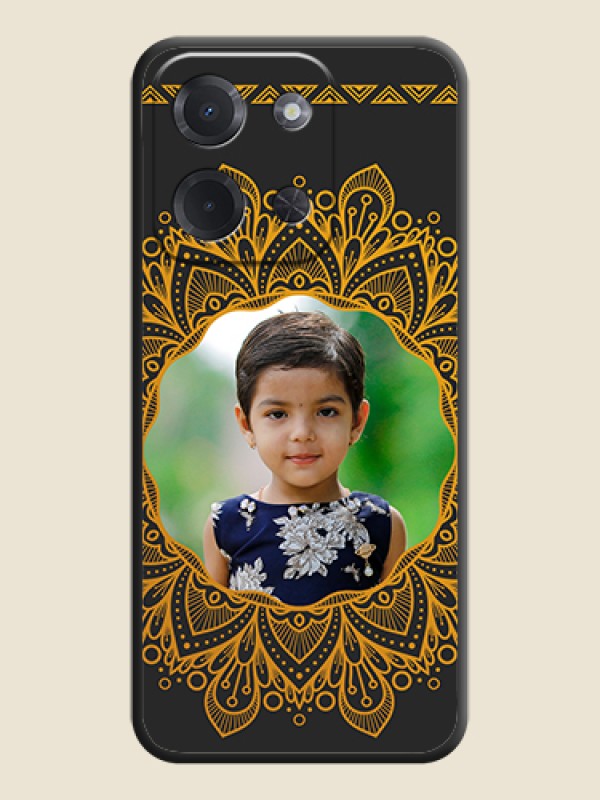 Custom Round Image with Floral Design On Space Black Custom Soft Matte Mobile Back Cover - Poco C85 5G
