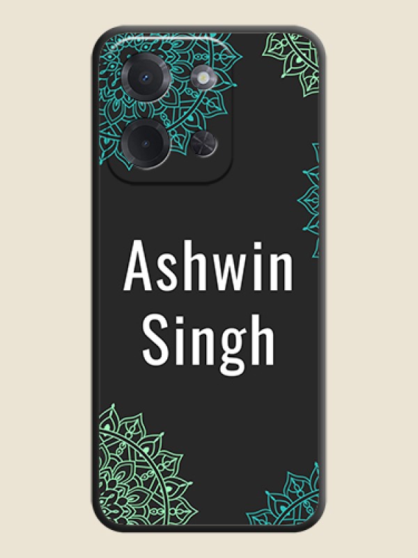 Custom Your Name with Floral Design On Space Black Custom Soft Matte Mobile Back Cover - Poco C85 5G