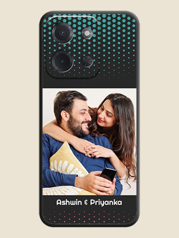 Custom Faded Dots with Grunge Photo Frame and Text On Space Black Custom Soft Matte Mobile Back Cover - Poco C85 5G