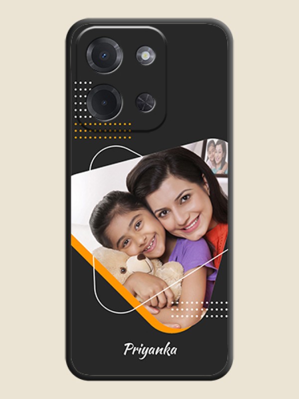 Custom Yellow Triangle on Photo On Space Black Custom Soft Matte Mobile Back Cover - Poco C85 5G