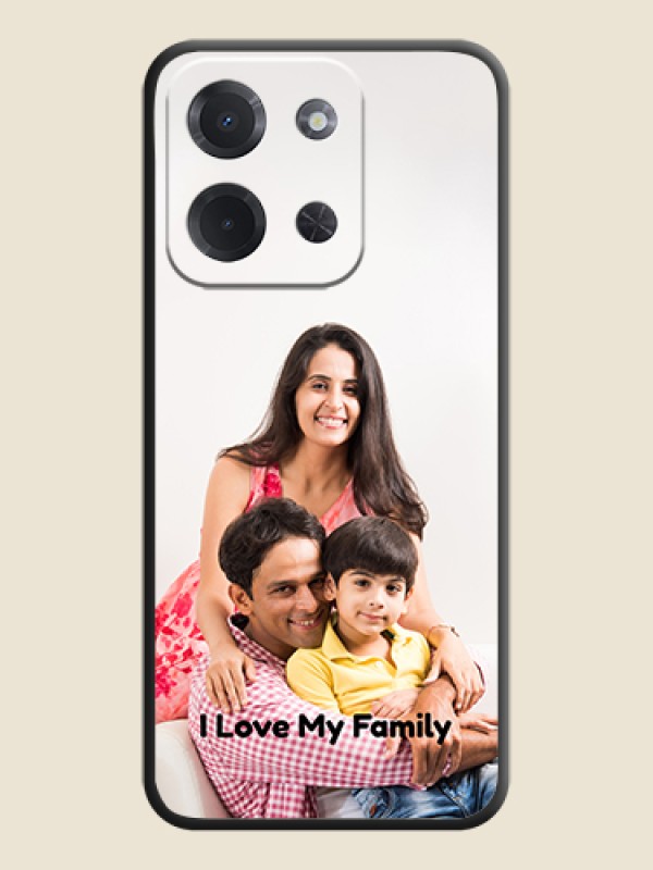 Custom Full Single Pic Upload With Text On Space Black Custom Soft Matte Mobile Back Cover - Poco C85 5G