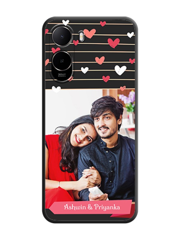Custom Love Pattern with Name on Pink Ribbon on Photo On Space Black Custom Soft Matte Mobile Back Cover - Poco C85X 5G