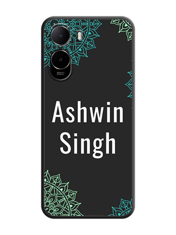 Custom Your Name with Floral Design On Space Black Custom Soft Matte Mobile Back Cover - Poco C85X 5G