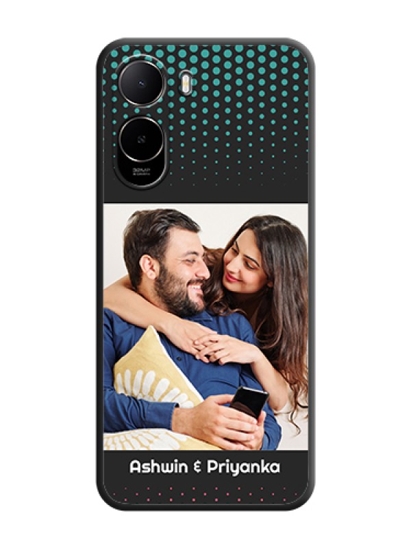 Custom Faded Dots with Grunge Photo Frame and Text On Space Black Custom Soft Matte Mobile Back Cover - Poco C85X 5G