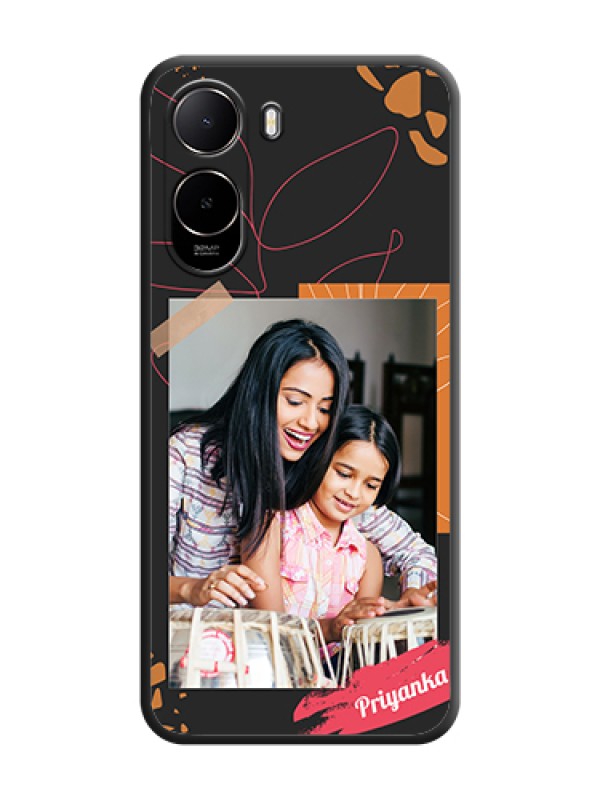Custom Orange Photo Frame On Space Black Custom Soft Matte Mobile Back Cover - Poco C85X 5G