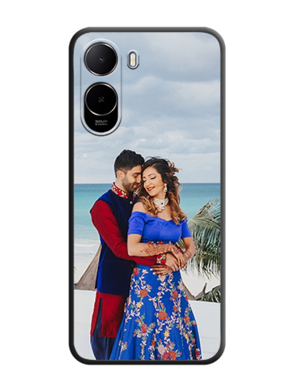 Custom Full Single Pic Upload On Space Black Custom Soft Matte Mobile Back Cover - Poco C85X 5G