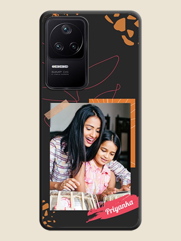 Custom Orange Photo Frame on Space Black Custom Soft Matte Phone Back Cover - Poco F4 5G