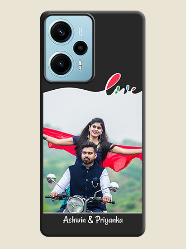 Custom Fall in Love Pattern with Picture on Photo On Space Black Custom Soft Matte Mobile Back Cover - Poco F5