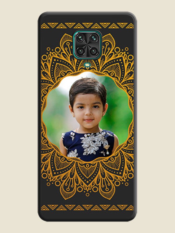 Custom Round Image with Floral Design on Photo on Space Black Soft Matte Mobile Cover - Poco M2 Pro