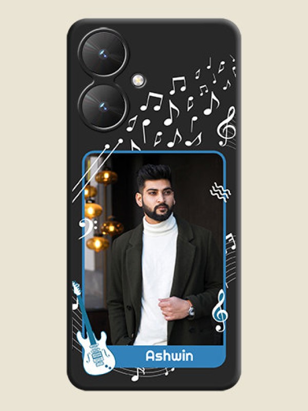 Custom Musical Theme Design with Text on Photo On Space Black Custom Soft Matte Mobile Back Cover - Poco M6 5G