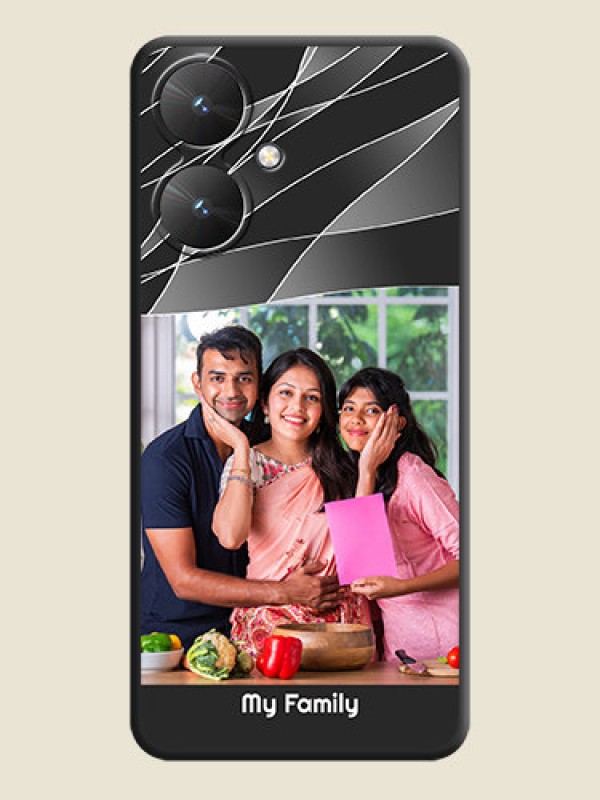 Custom Mixed Wave Lines on Photo On Space Black Custom Soft Matte Mobile Back Cover - Poco M6 5G