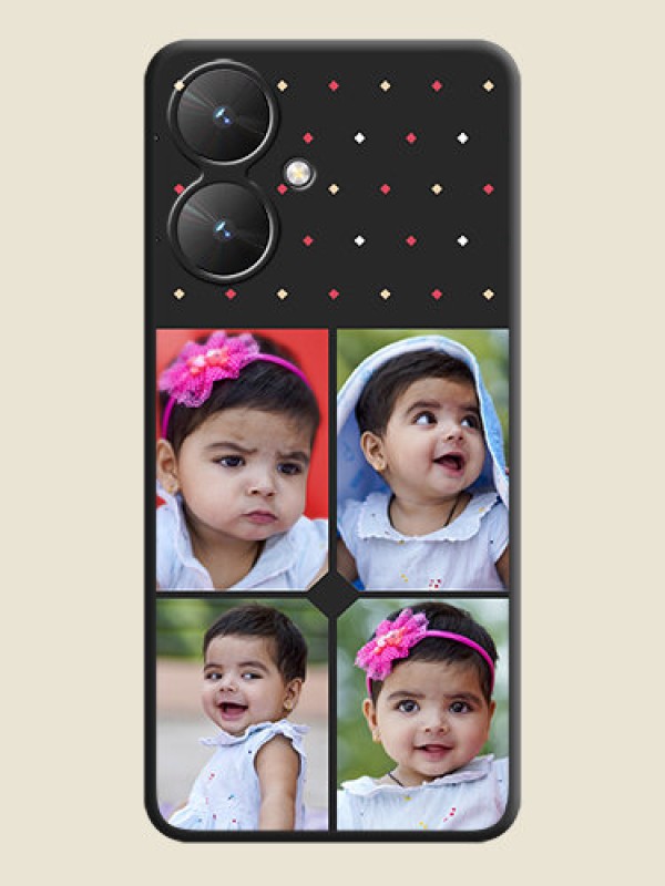Custom Multicolor Dotted Pattern with 4 Image Holder On Space Black Custom Soft Matte Mobile Back Cover - Poco M6 5G
