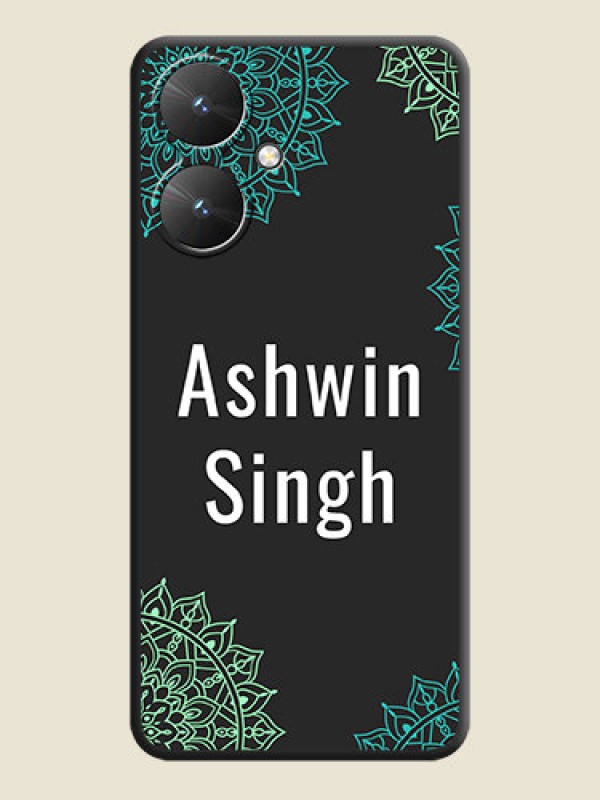 Custom Your Name with Floral Design On Space Black Custom Soft Matte Mobile Back Cover - Poco M6 5G