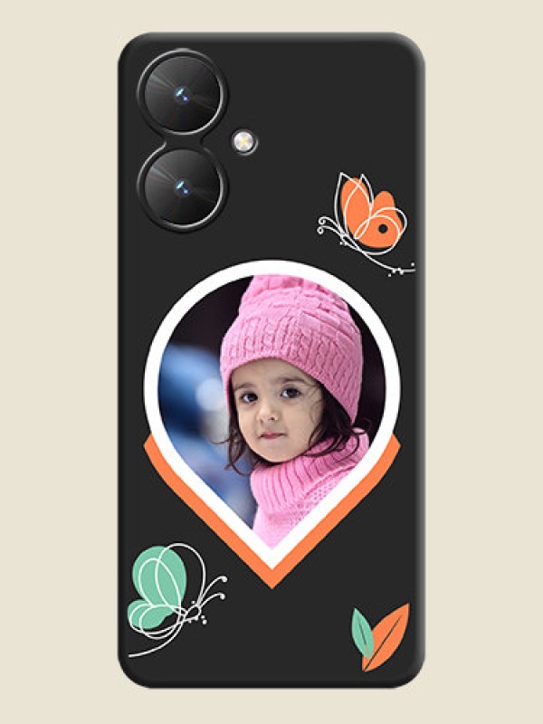 Custom Upload Pic With Simple Butterly Design On Space Black Custom Soft Matte Mobile Back Cover - Poco M6 5G