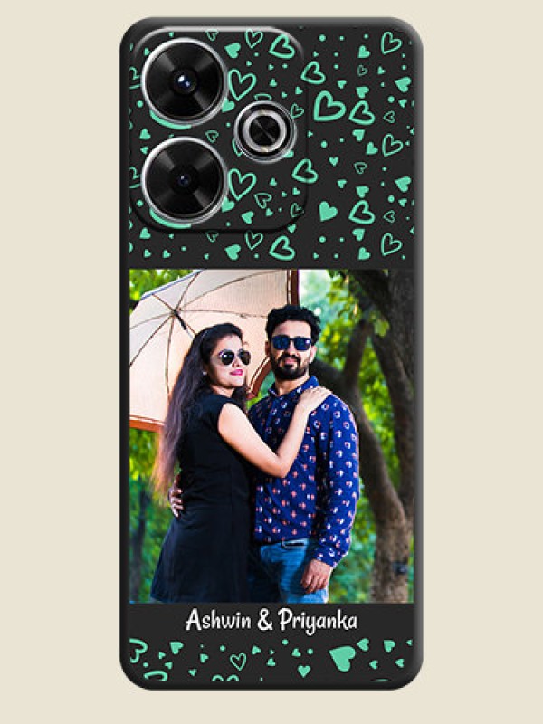 Custom Sea Green Indefinite Love Pattern on Photo On Space Black Custom Soft Matte Mobile Back Cover - Poco M6 Plus 5G
