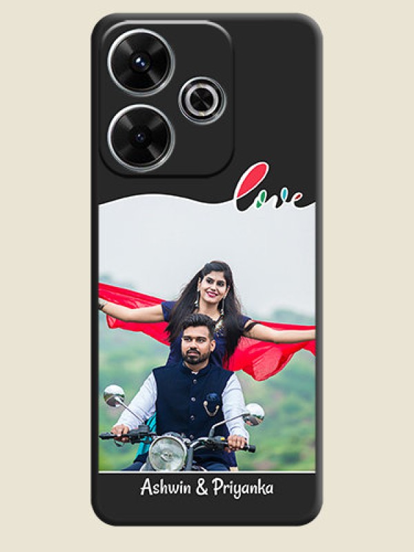 Custom Fall in Love Pattern with Picture on Photo On Space Black Custom Soft Matte Mobile Back Cover - Poco M6 Plus 5G