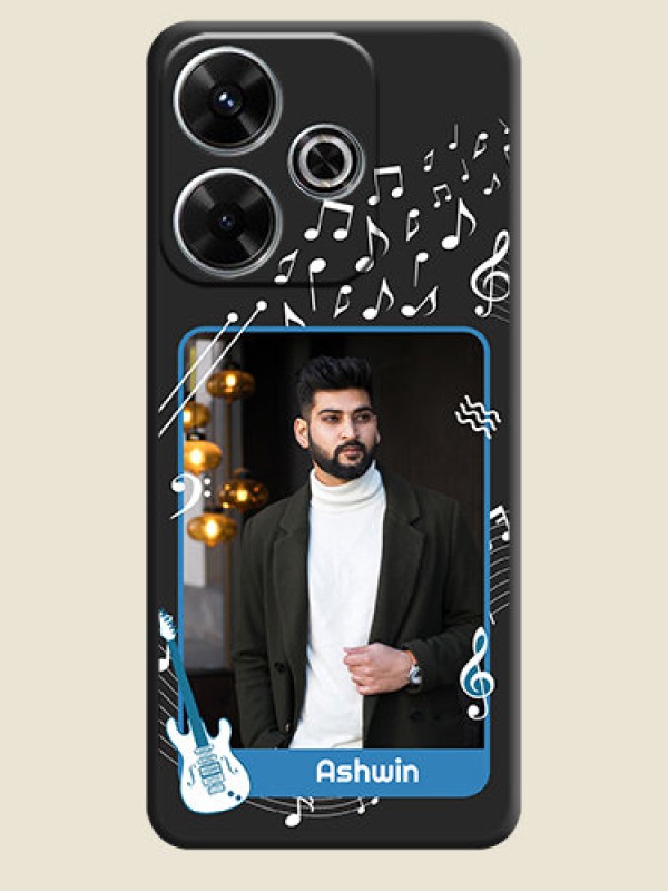 Custom Musical Theme Design with Text on Photo On Space Black Custom Soft Matte Mobile Back Cover - Poco M6 Plus 5G