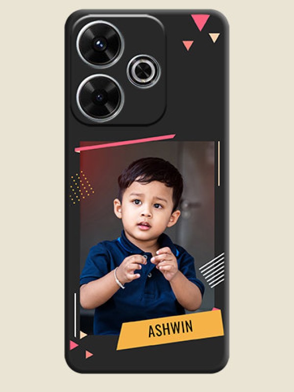 Custom Photo Frame with Triangle Small Dots on Photo On Space Black Custom Soft Matte Mobile Back Cover - Poco M6 Plus 5G