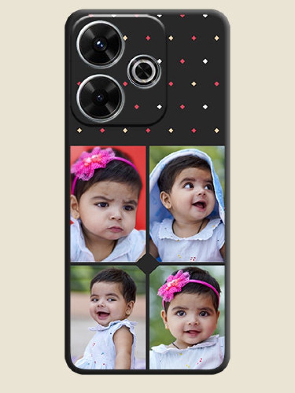 Custom Multicolor Dotted Pattern with 4 Image Holder On Space Black Custom Soft Matte Mobile Back Cover - Poco M6 Plus 5G