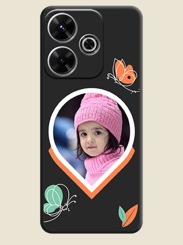Custom Upload Pic With Simple Butterly Design On Space Black Custom Soft Matte Mobile Back Cover - Poco M6 Plus 5G