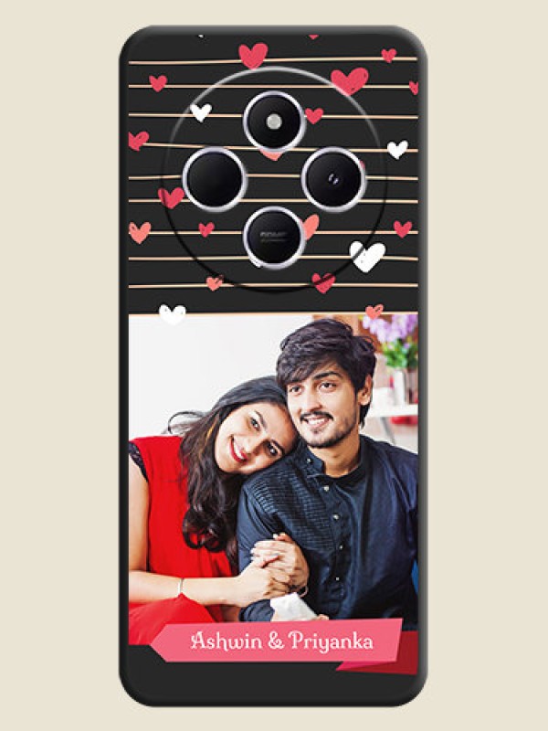 Custom Love Pattern with Name on Pink Ribbon on Photo On Space Black Custom Soft Matte Mobile Back Cover - Poco M7 5G