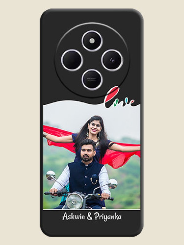 Custom Fall in Love Pattern with Picture on Photo On Space Black Custom Soft Matte Mobile Back Cover - Poco M7 5G