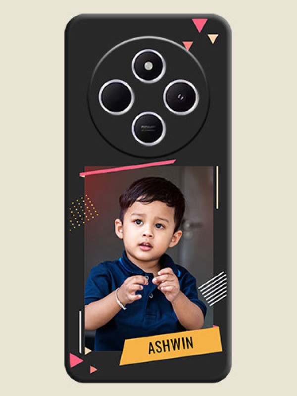 Custom Photo Frame with Triangle Small Dots on Photo On Space Black Custom Soft Matte Mobile Back Cover - Poco M7 5G